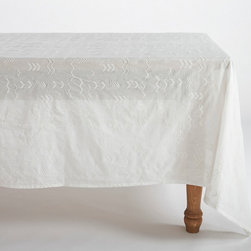 Abstract Embroidered Voile Tablecloth - Tablecloths