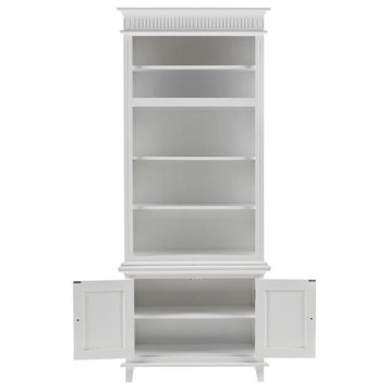 Versatile Classic White Hutch Cabinet With Adjustable Shelves, Belen Kox