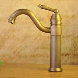 Antique Brass Single Handle Centerset Bathroom Sink Faucet T0404A - Bathroom Sink Faucets