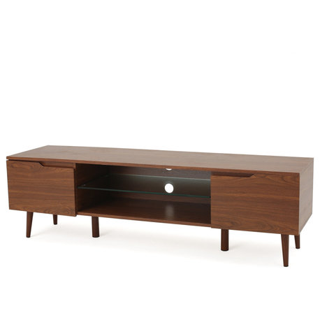 GDF Studio Reginald Mid Century Design Tv Stand, Walnut