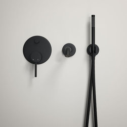 LUSSO LUXE WALL MOUNTED BATH TAP WITH VALVE AND HANDHELD SHOWER KIT MATT BLACK - Products