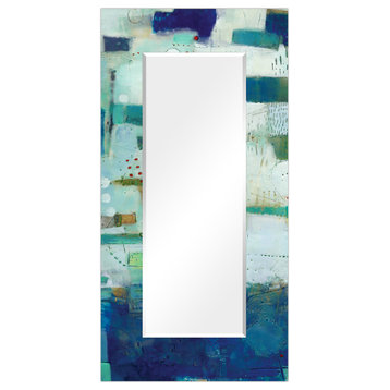 Crore Rectangular Beveled Wall Mirror on Free Floating Printed Tempered Glass