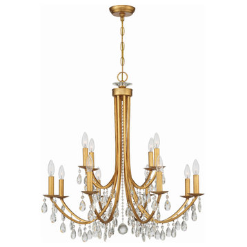 Crystorama 8829-GA-CL-MWP 12 Light Chandelier in Antique Gold