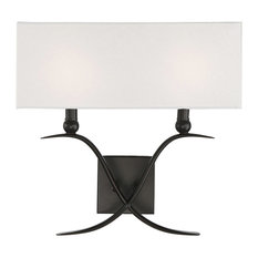 Payton 2-Light Sconce, Classic Bronze With White Linen Shade