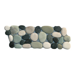 CNK Tile - Bali Turtle pebble tile border &ndash; mesh-backed river stone for walls - Accent Trim And Border Tile