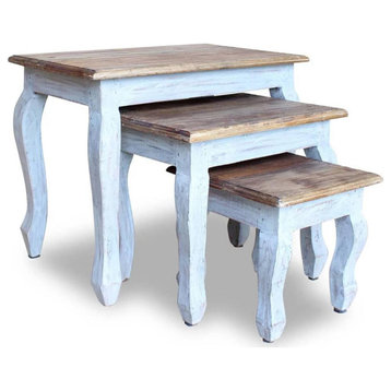 Vidaxl Nesting Table Set 3 Pieces Solid Reclaimed Wood, 244505