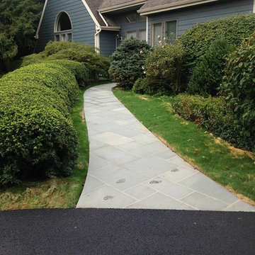 Wet lay thermal cut bluestone walkway