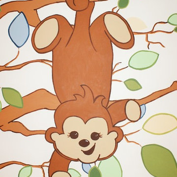 Safari Tree Mural - Monkey