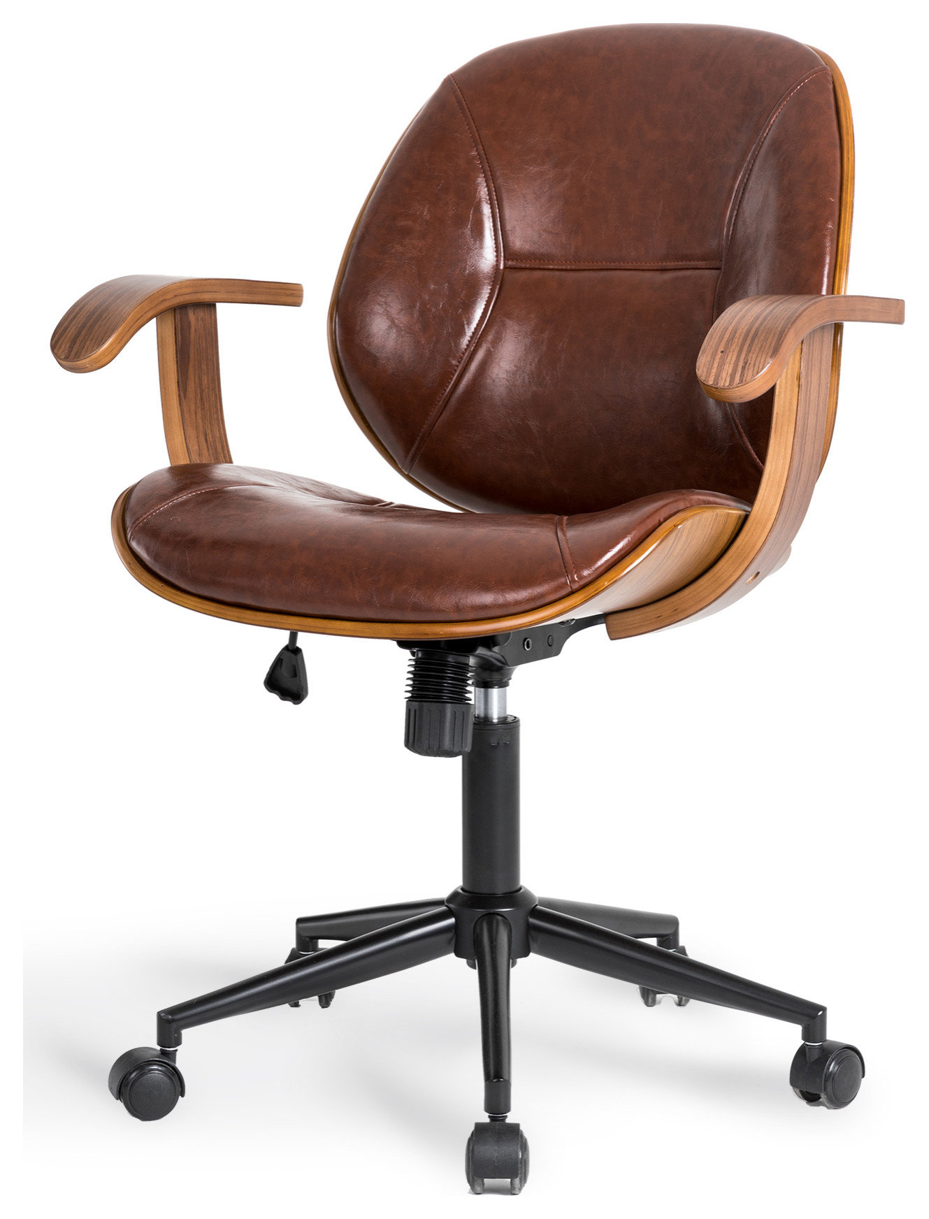 38"H Russet PU Leather Adjustable Swivel Desk Chair/Task Chair