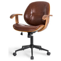 38"H Russet PU Leather Adjustable Swivel Desk Chair/Task Chair