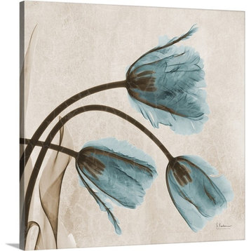 Blue Tulip X-Ray Photograph Wrapped Canvas Art Print, 12"x12"x1.5"