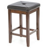 Attractive Backless Barstools with Faux Leather Seat, Mahogany