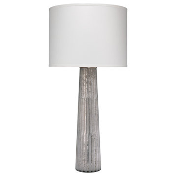 Luxe Striped Silver Tapered Column Table Lamp Mercury Glass Mid Century Metallic