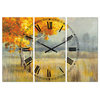 Autumn Landscape Farmhouse 3 Panels Metal Clock