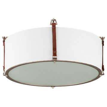 Sausalito 4-Light Large Flush Mount, Weathered Zinc / Brown Suede