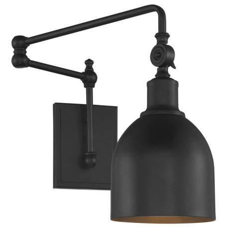 1-Light Adjustable Wall Sconce, Matte Black