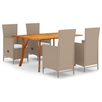 vidaXL Patio Dining Set Outdoor Dining Set Table and Chair Set 5 Piece Beige