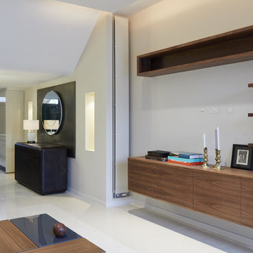 Contemporary walnut wall mounted AV unit