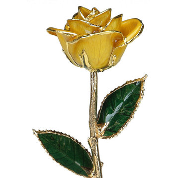 Real Rose Dipped, 24k Gold and Preserved, Lacquer, Yellow