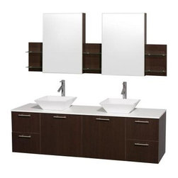 Wyndham Collection - Wyndham Collection Amare 72 in. Double Bathroom Vanity in Espresso with Man-Made - Bathroom Vanities And Sink Consoles