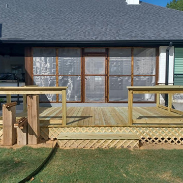 Custom Wood Deck Addition with Lattice Skirting & Screened Porch Access