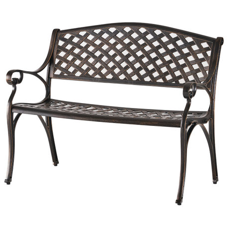 GDF Studio Eastwood Antique Copper Cast Aluminum Garden Bench