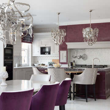 Traditional Hand Painted Purple Framed Kitchen