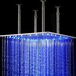 Contemporary 20 inch Stainless Steel Color Changing LED Light Shower Head - HS16 - Showerheads And Body Sprays
