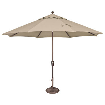 Catalina 11' Push Button Tilt Umbrella, Antique Beige, Sunbrella Fabric