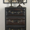 Traditional Dark Brown Faux Leather Cabinet 55755