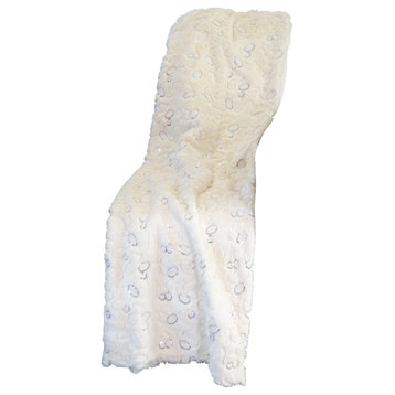 Mina Victory Fur Circle Sequin Ivory Throw Blanket, 50"x70"