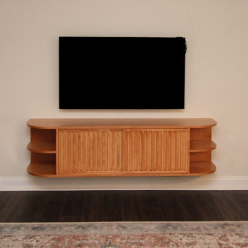 Custom Floating Entertainment Center Cabinet with 2 Bypass Sliding Doors