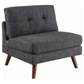 Churchill Tufted Cushion Back Armless Chair Dark Grey And Walnut
