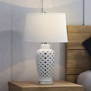 Cottage Table Lamp 16''W x 16''D x 27''H, Clear and White Finish
