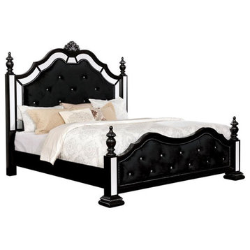 Furniture of America Viktoria Traditional Wood Queen Poster Bed in Black