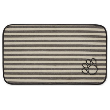 Brown Stripe Embroidered Paw Pet Mat Small