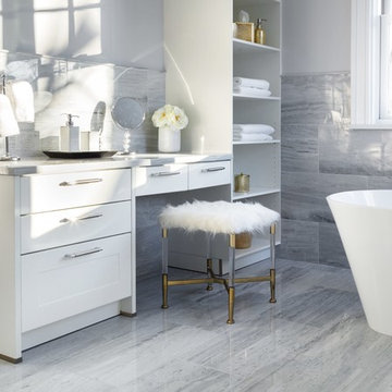 Master Bath Makeup Station | Riverside, Greenwich New Residence