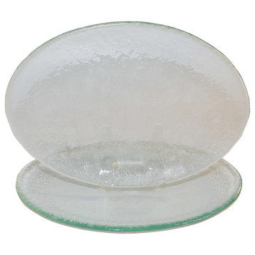 Textured Glass Oval Dessert Plates, Set of 2