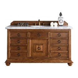 60 inch Single Sink Bathroom Vanity Cinnamon Finish Optional Countertop - Bathroom Vanities And Sink Consoles