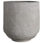 Urban Trends Collection - Round Cement Pot in Abstract Pattern Design, Washed Gray Finish, Large - UTC pots are made of the finest cements which makes them tactile and attractive. They are primarily designed to accentuate your home, garden or virtually any space. Each pot is treated with a washed that gives them rigidity against climate change, or can simply provide the aesthetic touch you need to have a fascinating focal point!!