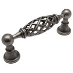 Cosmas - Cosmas 1749-96WN Weathered Nickel 3-3/4&rdquo; CTC (96mm) Birdcage Cabinet Pull - 3-3/4" (96mm) Hole Centers