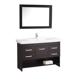 48 inch Single Sink Espresso Bathroom Vanity Set Integrated Basin - Bathroom Vanities And Sink Consoles