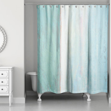 Turquoise Abstract Ocean 71x74 Shower Curtain