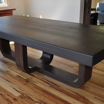 CLARK Functional Art Big Cosmo Walnut Table with Two-U Base