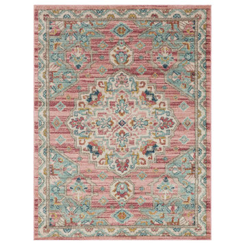 Mohawk Home Laughton Blue 1' 11" x 3' Area Rug, Laughton Pink, 6' X 9'