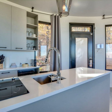 Round Open Space Pod Kitchen by Lofty Pods #prefabhomes