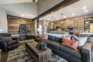 Mid-sized industrial family room in Salt Lake City.