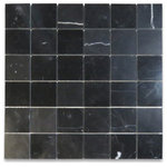 Stone Center Online - Nero Marquina Black Marble 2x2 Grid Square Mosaic Tile Polished, 1 sheet - Color: Nero Marquina Marble (black background with fine and compact grain and white veins);