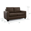 Contemporary Loveseat, Cushioned Seat and Back With Flared Arms, Oxford Brown