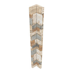 142-CT1-BRIGHTON WIDE STACKED STONE INSIDE CORNER - 48"H X 3 &frac12;" W X 1 &frac12;"D - Wall Panels